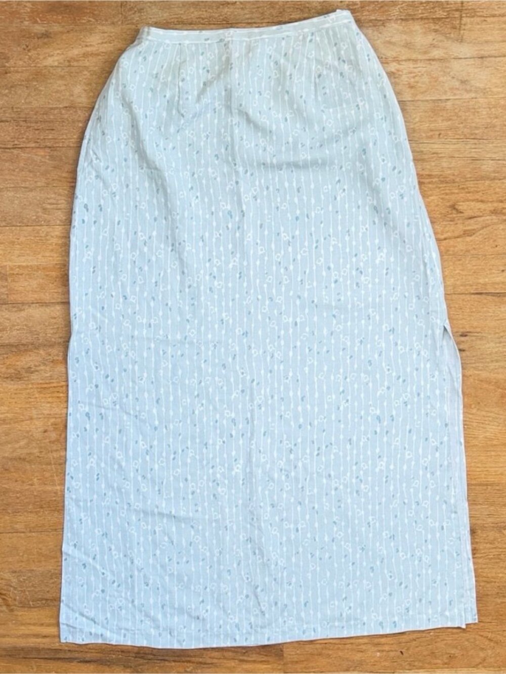 Vintage Green Abstract Striped Silk/Linen Maxi Skirt Size Medium 28-31 Waist Y2K